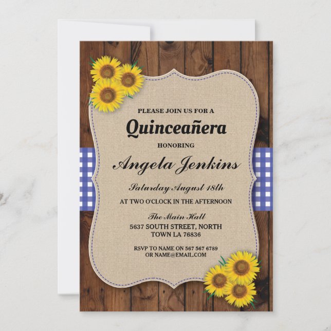 Quinceanera Birthday Party Sunflower BBQ Invite (Front)