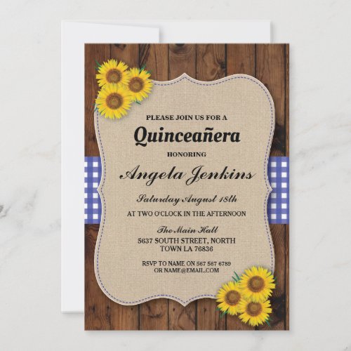 Quinceanera Birthday Party Sunflower BBQ Invite