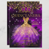 Quinceañera Purple Lilac Floral Princess Spanish Invitation