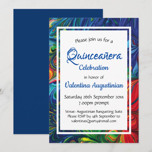 Quinceañera Birthday Retro Personalized Invitation (Front/Back)