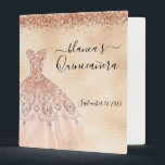 Quinceanera Birthday Rose Gold Dress Champagne  3 Ring Binder<br><div class="desc">This design may be personalized in the area provided by changing the photo and/or text. Or it can be customized by choosing the click to customize further option and delete or change the color of the background, add text, change the text color or style, or delete the text for an...</div>
