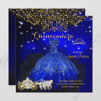 Quinceanera Birthday Royal Blue Fairytale Tiara Invitation