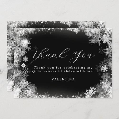 Quinceanera Birthday Winter Wonderland Snowflake Thank You Card