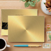 Quinceanera Black and Gold Filigree Swirls Envelope (Desk)