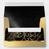 Quinceanera Black and Gold Filigree Swirls Envelope (Back (Bottom))