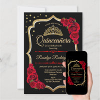 Quinceanera - Black Red Gold Invitation | Zazzle Quinceanera - Black Red Gold Invitation | Zazzle