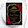 Quinceanera - Black Red Gold Invitation