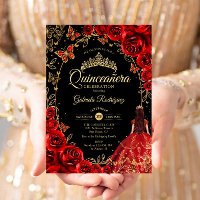Quinceanera Black Red Gold