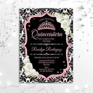 Quinceanera - Black Rose Gold Invitation