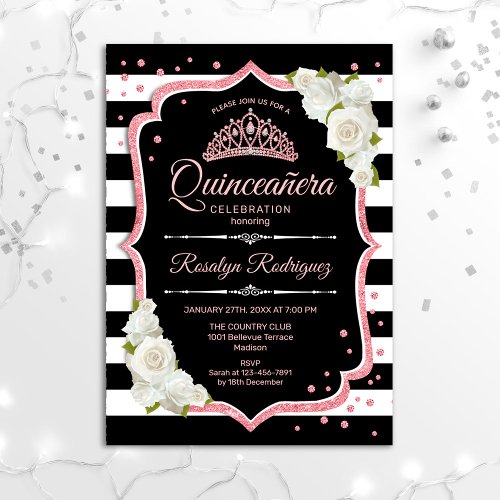 Quinceanera _ Black Rose Gold Invitation