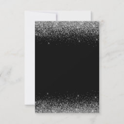 Quinceanera Black Silver Modern Glitter Sparkle Invitation | Zazzle