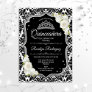 Quinceanera - Black White Silver Invitation