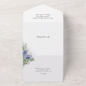 Quinceanera Blue and Silver Watercolor Flowers All In One Invitation (Outside)