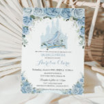 Quinceañera Blue Floral Princess Castle Glass Shoe Invitation<br><div class="desc">Personalize this lovely quinceañera invitation with own wording easily and quickly,  simply press the customize it button to further re-arrange and format the style and placement of the text.  Matching items available in store!  (c) The Happy Cat Studio</div>