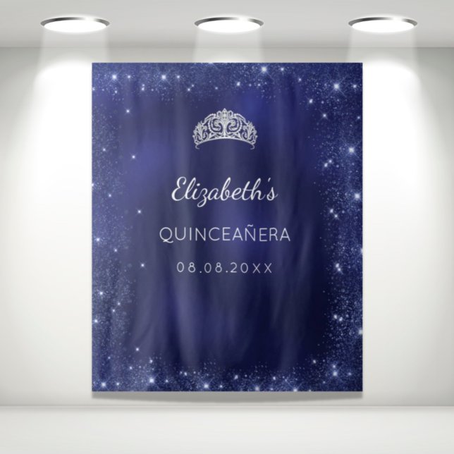 Quinceanera blue glitter dust custom name tapestry (Creator Uploaded)
