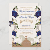 Quinceañera Blue Royal Charra,Charro Western  Save The Date (Front/Back)