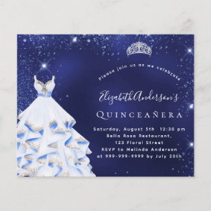 Quinceanera blue silver dress budget invitation