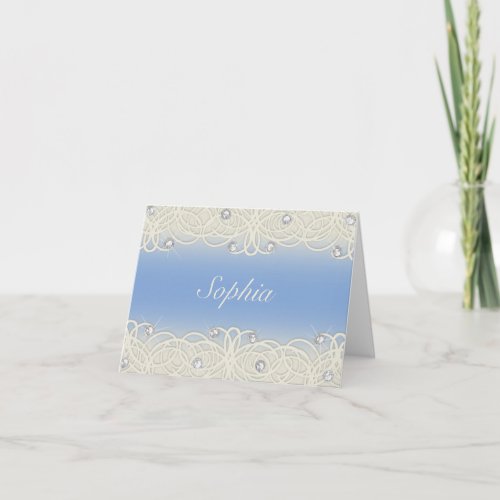 Quinceanera Blue Sparkle and Lace Invitation
