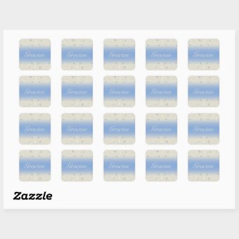 Quinceanera Blue Sparkle and Lace Square Sticker | Zazzle