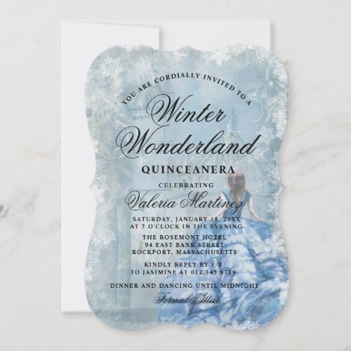 Quinceanera Blue Winter Wonderland Princess Invita Invitation