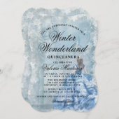 Quinceanera Blue Winter Wonderland Princess Invita Invitation (Front/Back)