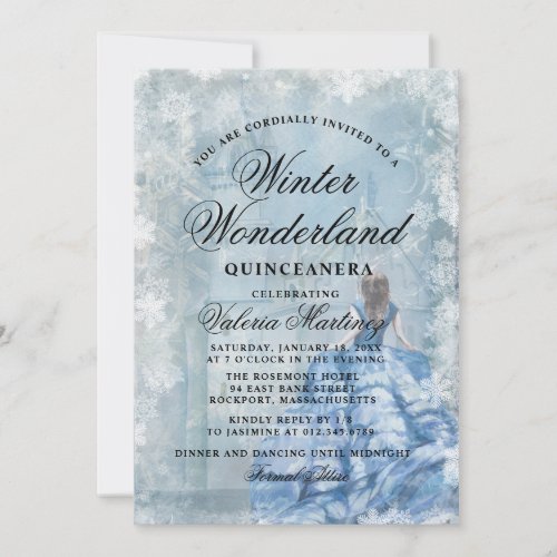 Quinceanera Blue Winter Wonderland Princess Invitation