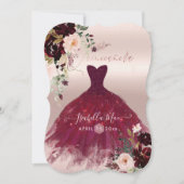 Quinceanera Blush Burgundy Watercolor Flowers Invitation (Front)