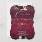Quinceanera Blush Burgundy Watercolor Flowers Invitation (Back)