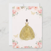 Quinceañera Blush Floral Butterflies Gold Princess Invitation (Back)