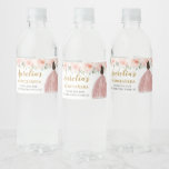 Quinceañera Blush Floral Princess 16th Birthday Water Bottle Label<br><div class="desc">(c) The Happy Cat Studio</div>