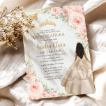 Quinceanera Blush Floral Princess Champagne Dress  Invitation<br><div class="desc">Personalize this lovely Quinceanera / Sweet 16 Birthday invitation with own wording easily and quickly,  simply press the customize it button to further re-arrange and format the style and placement of the text.  Matching items available in store!  (c) The Happy Cat Studio</div>