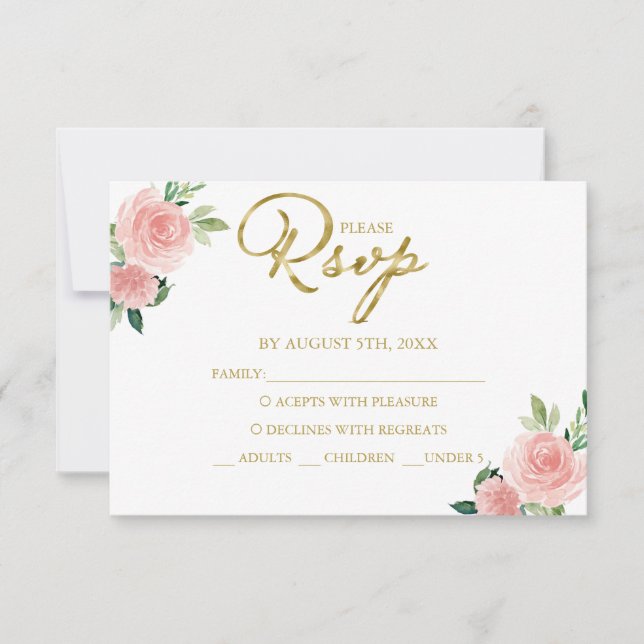 Quinceanera Blush Floral Response Card (Front)