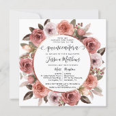 Quinceanera Blush Floral Rose Gold Floral Invitation (Front)
