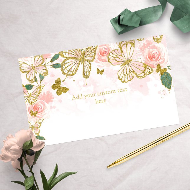 Quinceanera Blush Pink Butterfly Floral Enclosure Card (Creator Uploaded)