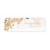 Quinceanera Blush Pink Butterfly Floral Label (Front)
