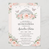 Elegant Blush Floral Sweet 16 Quinceanera Acrylic Invitations EWXV036