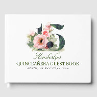 Quinceanera Blush Pink Floral Guest Book