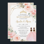 Quinceañera Blush Pink Floral Mis Quince XV Twins Invitation<br><div class="desc">Personalize this lovely quinceañera invitation with own wording easily and quickly,  simply press the customize it button to further re-arrange and format the style and placement of the text.  Matching items available in store!  (c) The Happy Cat Studio</div>