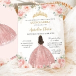 Quinceañera Blush Pink Floral Rose Gold Princess Invitation<br><div class="desc">Personalize this lovely quinceañera invitation with own wording easily and quickly,  simply press the customize it button to further re-arrange and format the style and placement of the text.  Matching items available in store!  (c) The Happy Cat Studio</div>