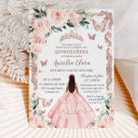 Quinceañera Blush Pink Floral Rose Gold Princess Invitation<br><div class="desc">Personalize this lovely quinceañera invitation with own wording easily and quickly,  simply press the customize it button to further re-arrange and format the style and placement of the text.  Matching items available in store!  (c) The Happy Cat Studio</div>