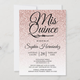 Quinceañera Blush Pink Glitter 15th Birthday Invitation