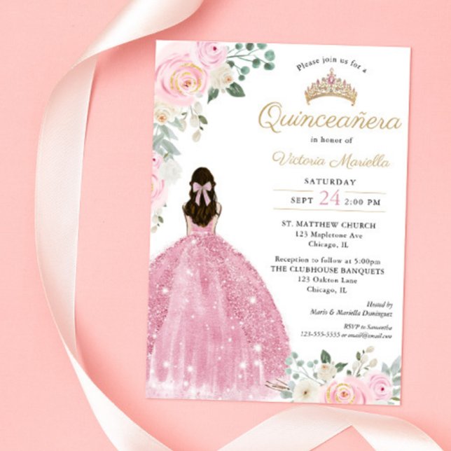 Quinceañera Blush pink gold 15th birthday elegant Invitation (Creator Uploaded)