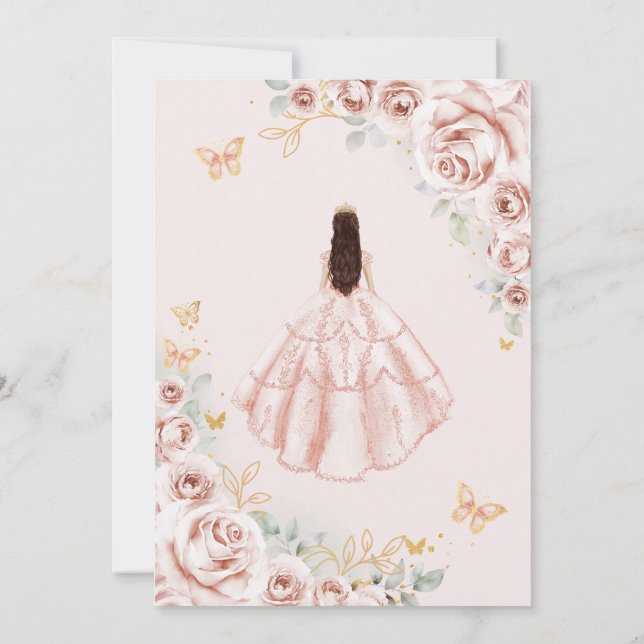 Quinceanera Blush Pink Gold Floral Dress Invitation | Zazzle Quinceanera Blush Pink Gold Floral Dress Invitation | Zazzle