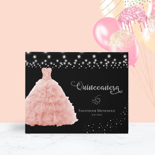 Quinceanera Blush Pink Gown Lights Photo Guest Book