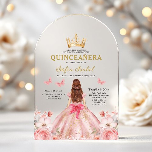 Quinceañera Blush Pink Rose Floral Butterfly