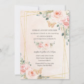 Quinceañera Blush Pink Rose Floral Butterfly Photo Invitation (Back)