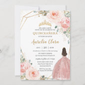 Quinceañera Blush Pink Rose Floral Mis Quince Anos Invitation (Front)