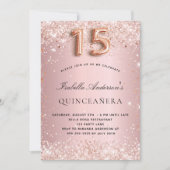 Quinceanera blush pink rose gold glitter invitation (Front)