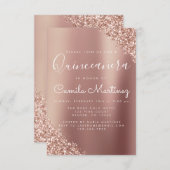 Quinceanera Blush Pink - Rose Gold Glitter Sparkle Invitation (Front/Back)