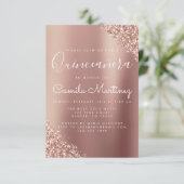 Quinceanera Blush Pink - Rose Gold Glitter Sparkle Invitation (Standing Front)